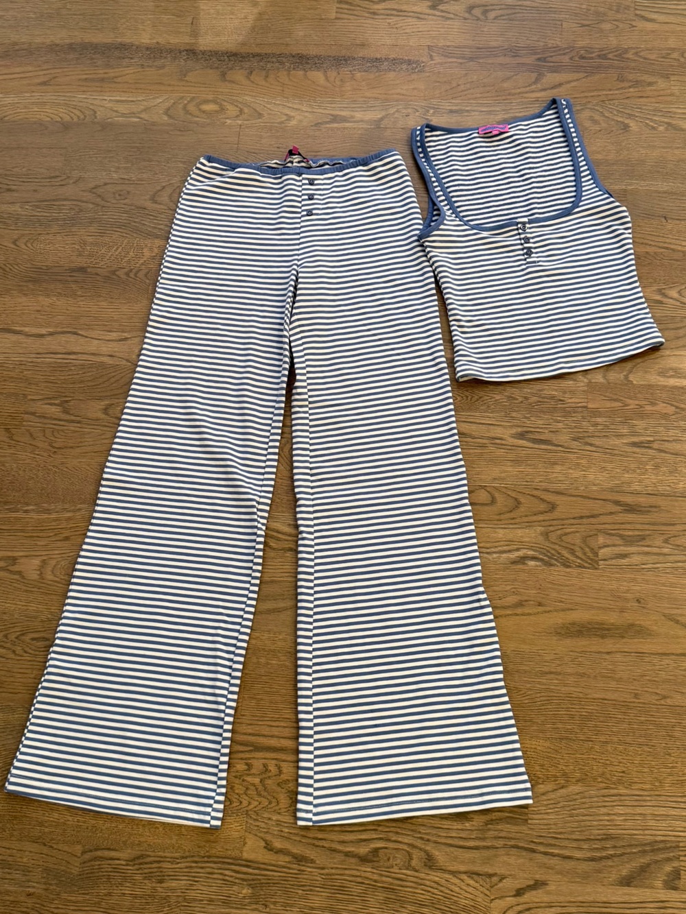 Edikted Striped Navy & Cream/White Two-Piece Loungewear Set NWOT